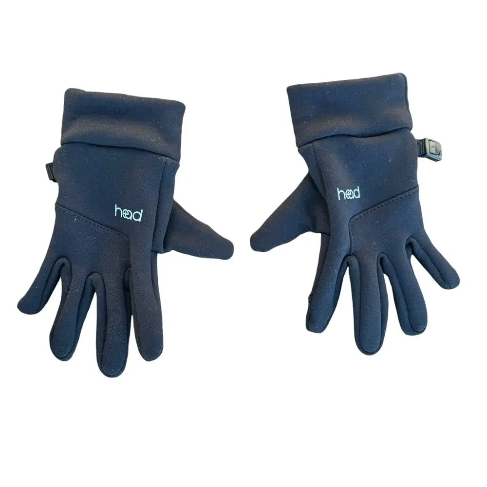 Head Black Unisex Kids Silicone Palm Touchscreen Compatible Fleece Gloves Size M